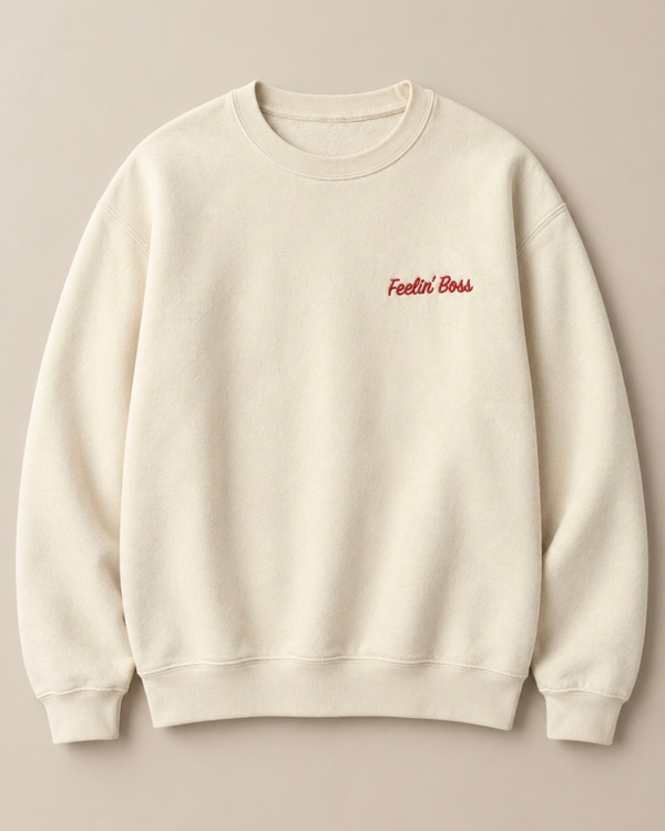 Feelin' Boss Sweatshirt - Cream/ Red