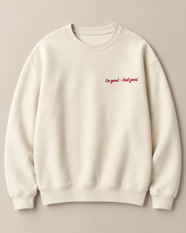 Do Good Feel Good Sweatshirt - Cream/ Red